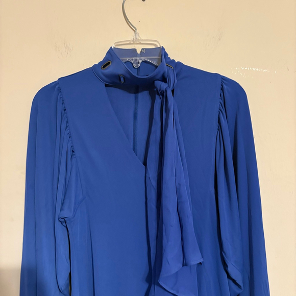 White House Black Market Blue Scarf Neck Shift Dress XS - Picture 12 of 16